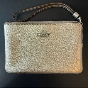NWT Coach Wristlet in Metalic Platinum Gold. 4”x 6” 100% Authentic (Grad Gift!)